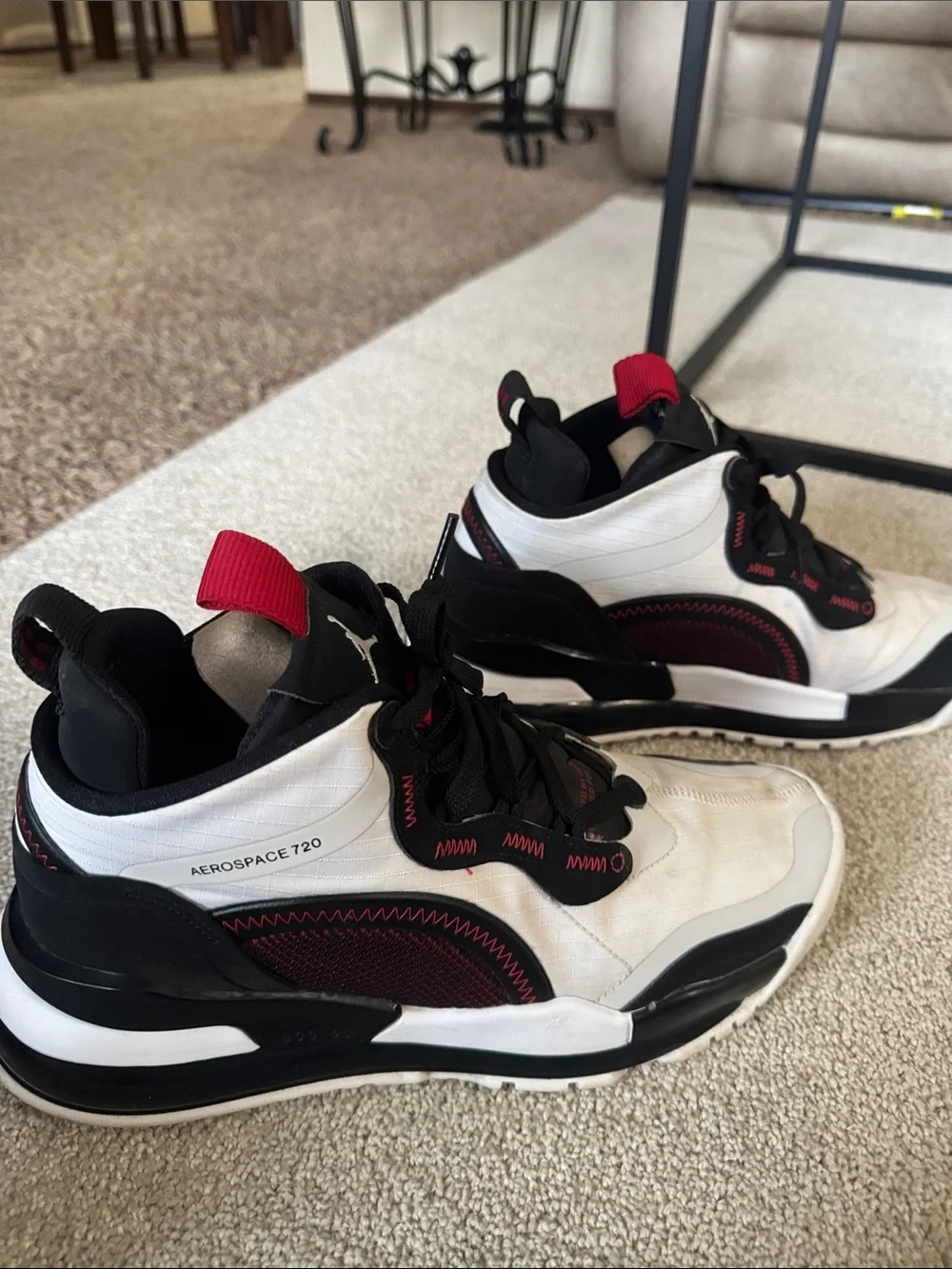 Jordan Men's High-Top Sneakers in White, Black & Red